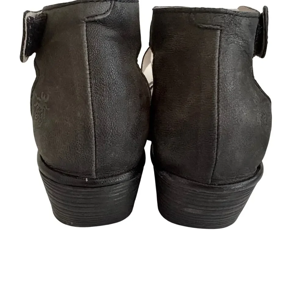 Fly London Piat Nubuck Leather Mary Jane Wedge Shoes w/ Ankle Strap Retro 39